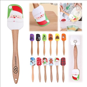 Christmas Halloween Silicone Spatula With Wooden Handle